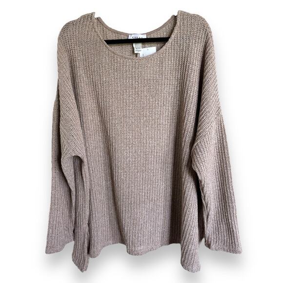 Gilli Womens Sweater Sz 2X Oatmeal Overlay NEW‎ Slouchy Curvy Beige - Picture 3 of 6